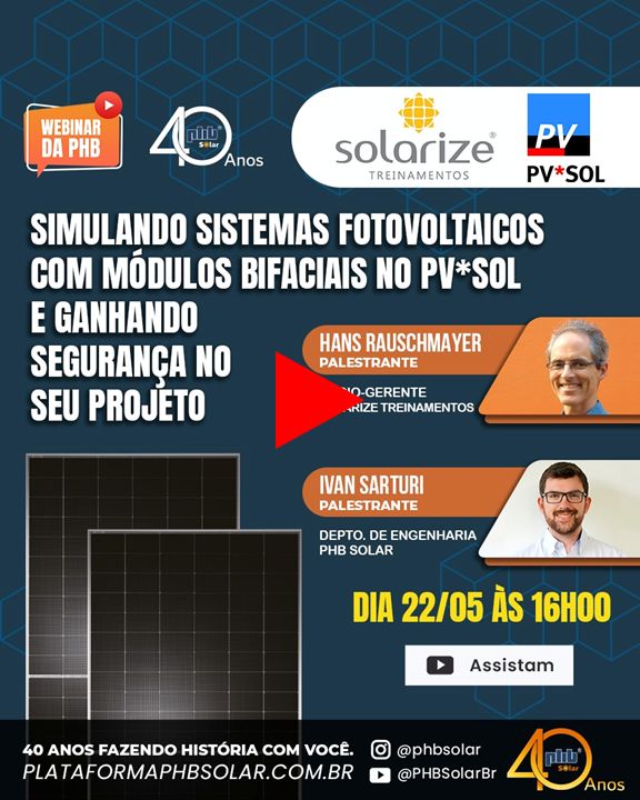 Gravação do webinar: simulando sistemas fotovoltaicos com módulos bifaciais no PV*SOL e ganhando segurança no seu projeto